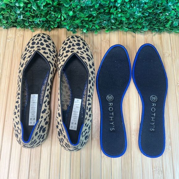 Rothys Cheatah Print Round Toe Flats Women's Sz 8.5 US Office Teacher Work - Picture 5 of 8